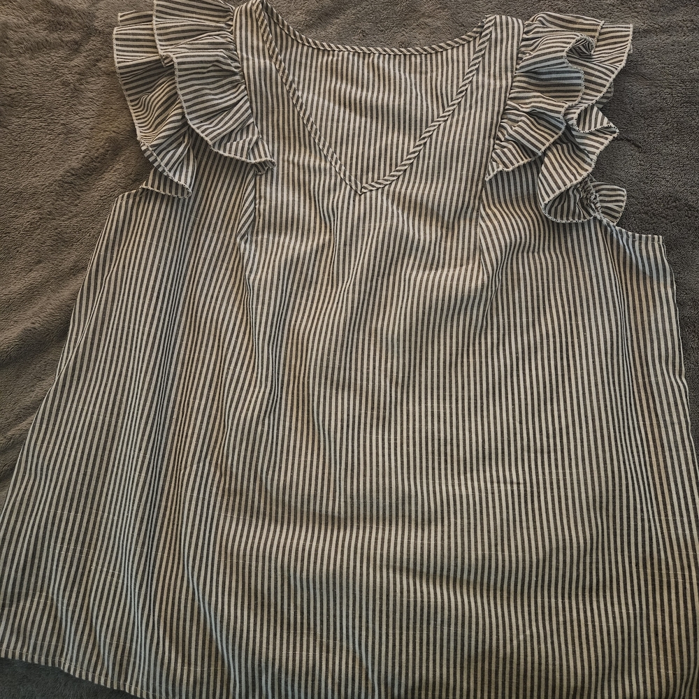 Striped Ruffle Sleeve Top